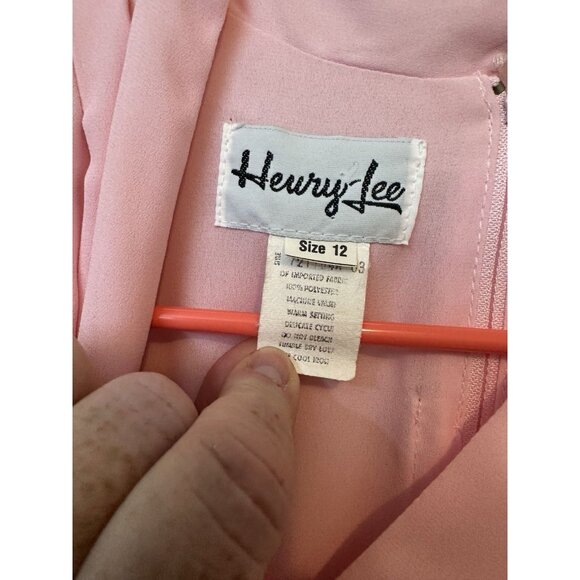 Henry Lee Womens Dress Vintage Pink Secretary Bow 9 To 5 Modest Sz 12 Union USA - Picture 2 of 7